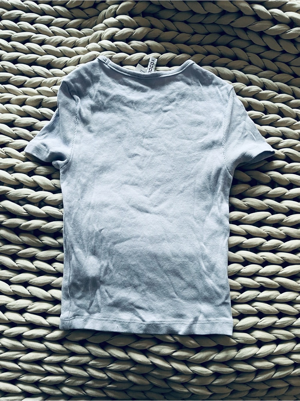 H&M Divided Ribbed Light Blue Crewneck Tee - Picture 3 of 6